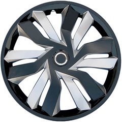 15" Silver/Gloss Black Wheel Covers  Universal Fit  Set of (4)